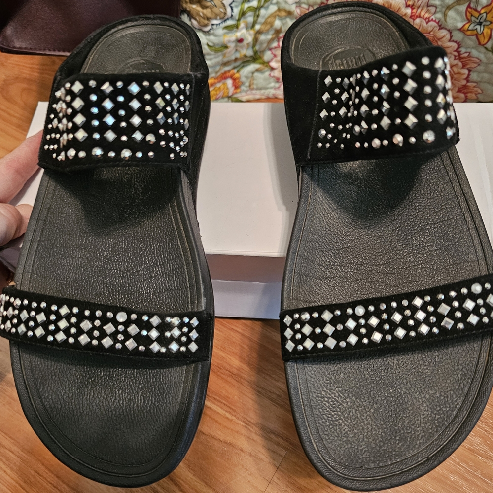 Fitflop Black Studded Slide Sandals